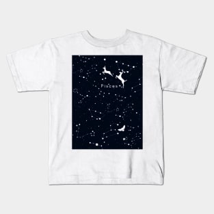 Pisces Midnight Blue Zodiac Design Horoscope Design Kids T-Shirt